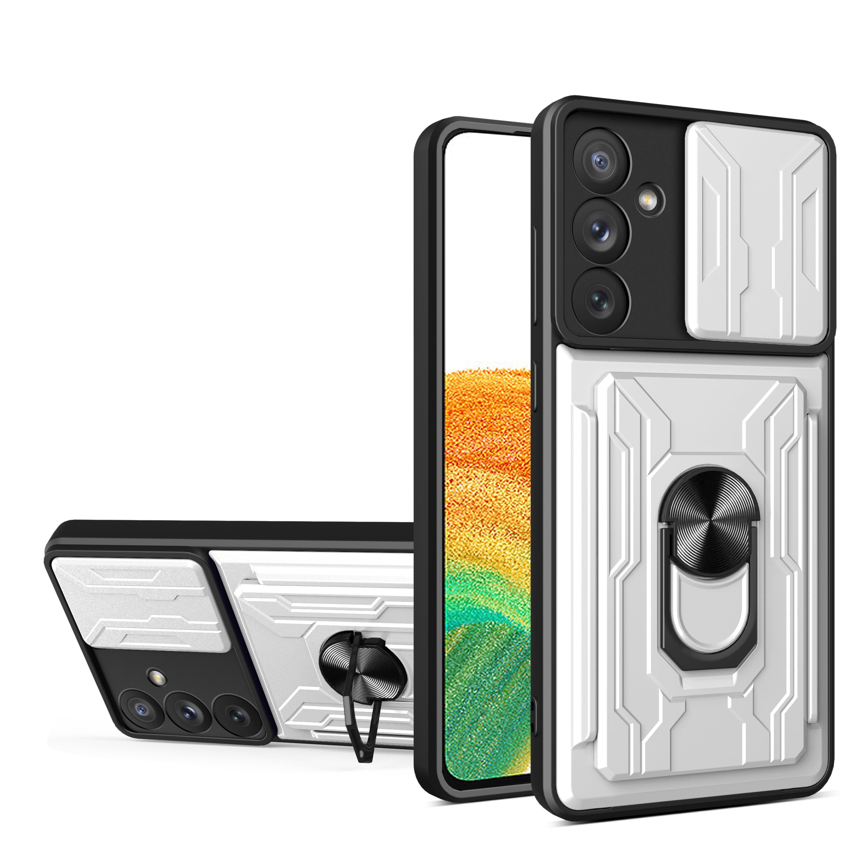 For Samsung Galaxy A34 5G Card Holder Design Ring Kickstand Phone Case Slide Camera Protection PC TPU Shockproof Cover For Samsung Galaxy A34 5G Card Holder Design Ring Kickstand Phone Case Slide Camera Protection PC TPU Shockproof Cover